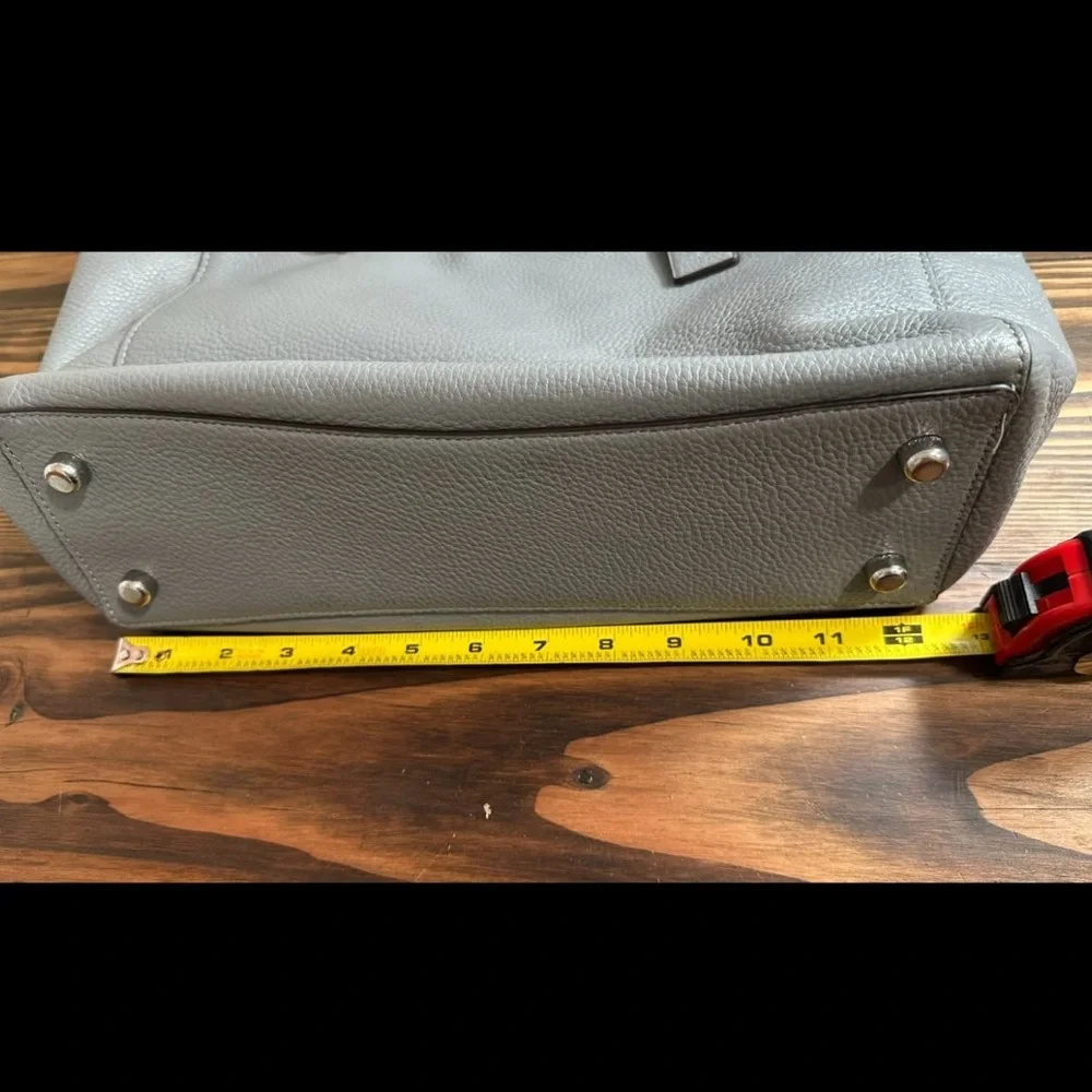 Coach Pebbled Leather Tote in Light Gray with Chain Handles